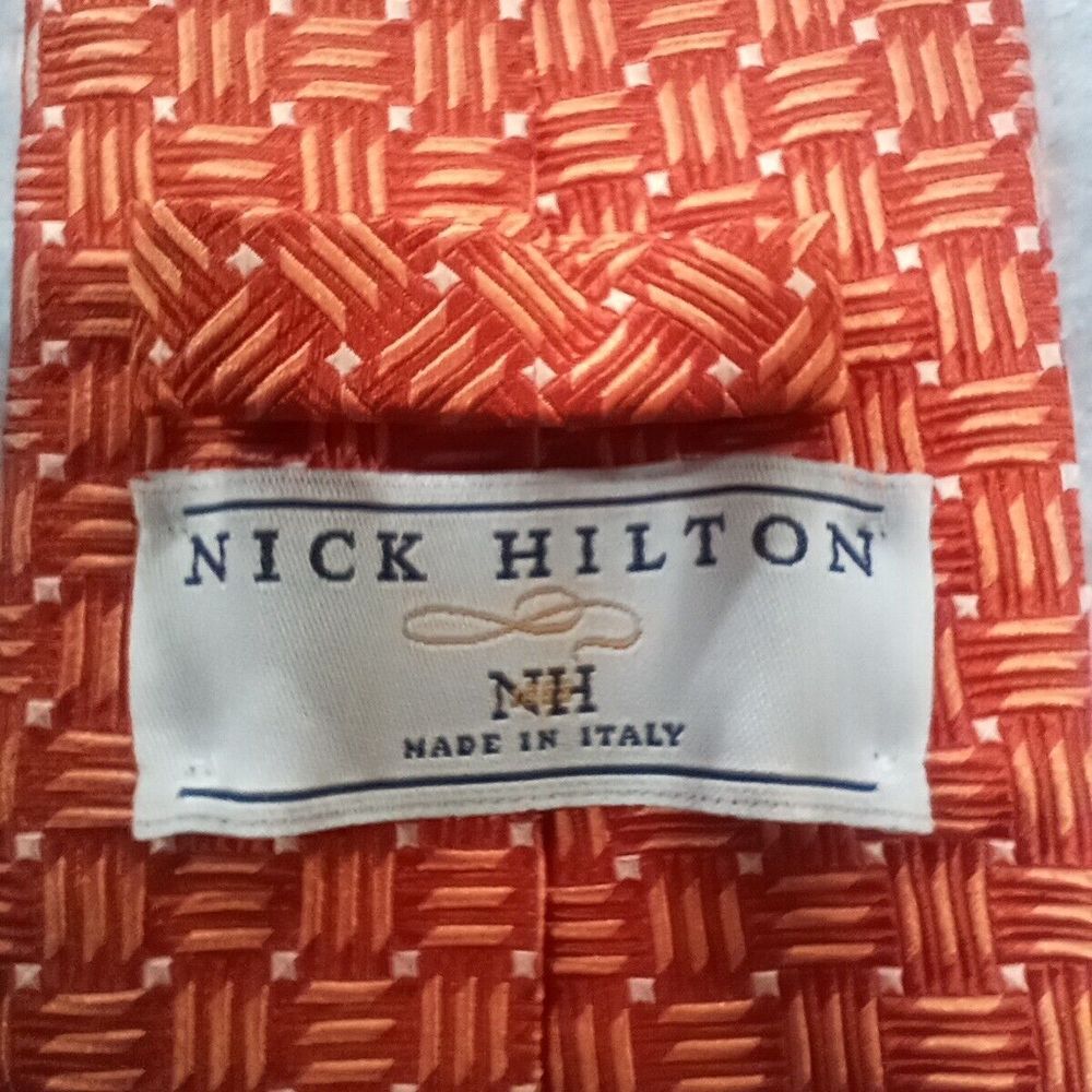 Nick Hilton Mens Tie Made in Italy 100% Silk Woven Textured Jacquard Cross Hatch - Picture 5 of 8